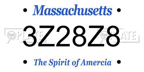 3Z28Z8 Massachusetts License Plate