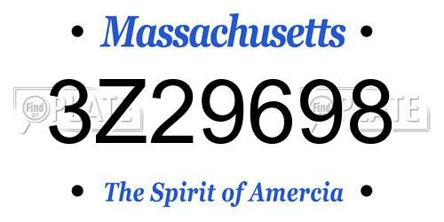3Z29698 Massachusetts License Plate