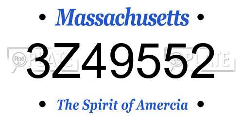 3Z49552 Massachusetts License Plate