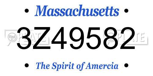 3Z49582 Massachusetts License Plate