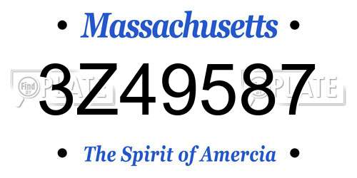 3Z49587 Massachusetts License Plate