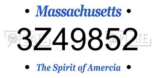 3Z49852 Massachusetts License Plate