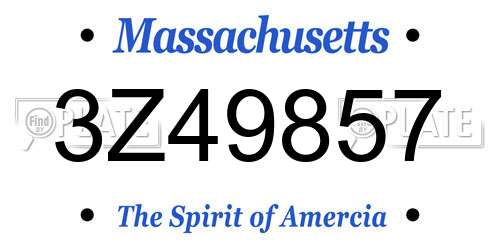 3Z49857 Massachusetts License Plate