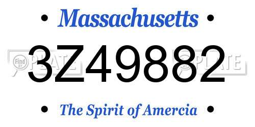 3Z49882 Massachusetts License Plate