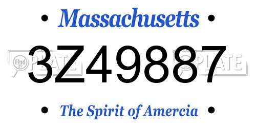 3Z49887 Massachusetts License Plate