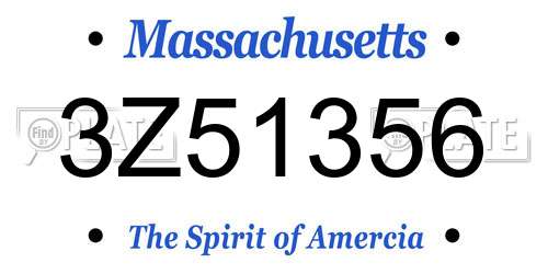 3Z51356 Massachusetts License Plate