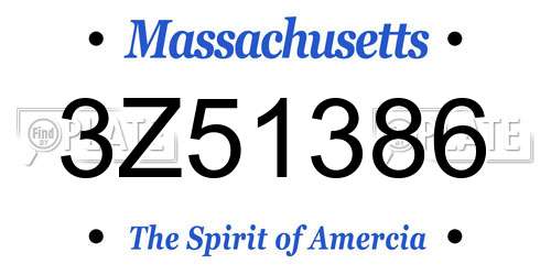 3Z51386 Massachusetts License Plate