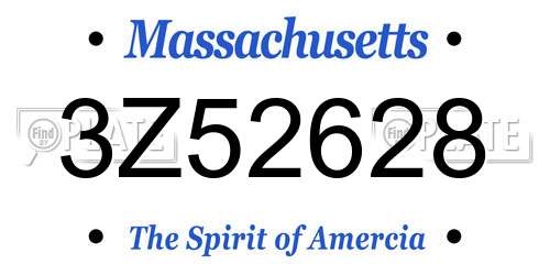 3Z52628 Massachusetts License Plate