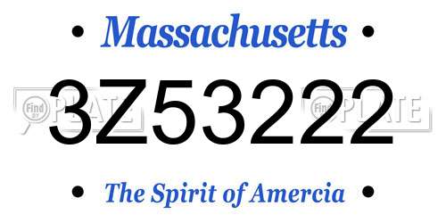 3Z53222 Massachusetts License Plate