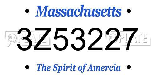 3Z53227 Massachusetts License Plate