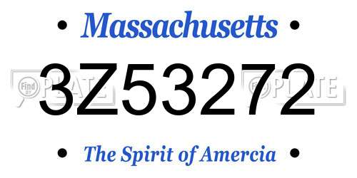 3Z53272 Massachusetts License Plate