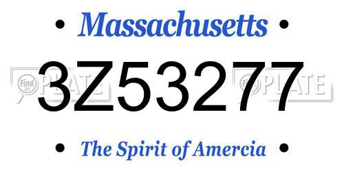 3Z53277 Massachusetts License Plate