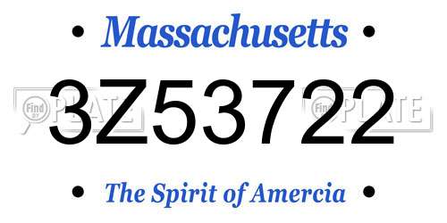 3Z53722 Massachusetts License Plate