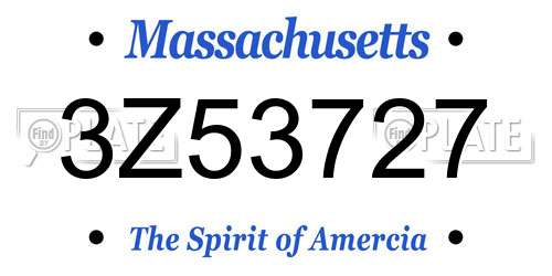 3Z53727 Massachusetts License Plate