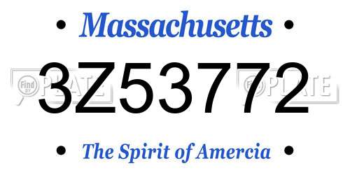 3Z53772 Massachusetts License Plate