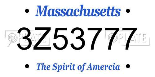 3Z53777 Massachusetts License Plate