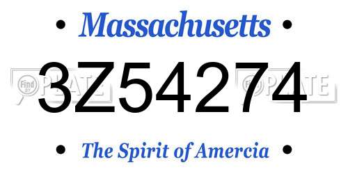 3Z54274 Massachusetts License Plate