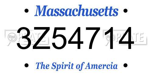 3Z54714 Massachusetts License Plate