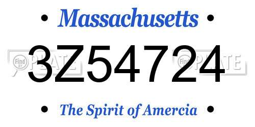 3Z54724 Massachusetts License Plate
