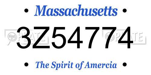 3Z54774 Massachusetts License Plate
