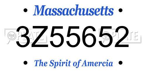3Z55652 Massachusetts License Plate