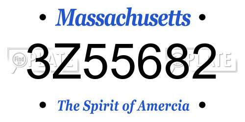 3Z55682 Massachusetts License Plate