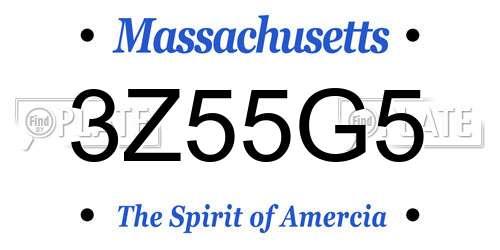 3Z55G5 Massachusetts License Plate