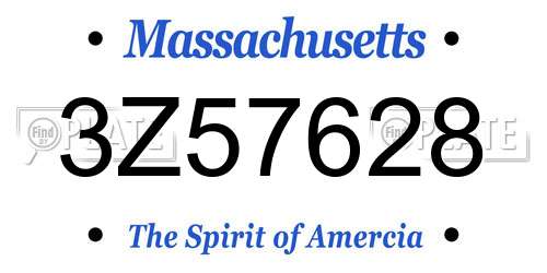 3Z57628 Massachusetts License Plate