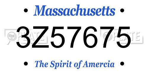 3Z57675 Massachusetts License Plate