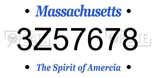 3Z57678 Massachusetts License Plate
