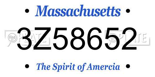 3Z58652 Massachusetts License Plate