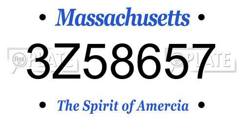 3Z58657 Massachusetts License Plate