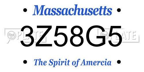 3Z58G5 Massachusetts License Plate