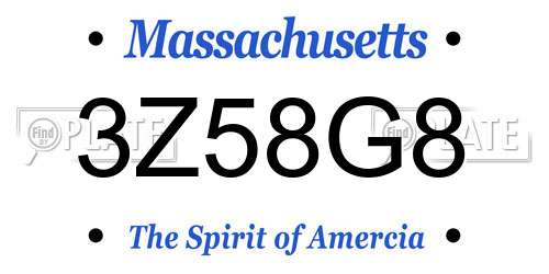 3Z58G8 Massachusetts License Plate