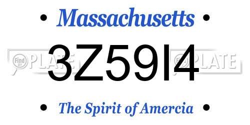 3Z59I4 Massachusetts License Plate