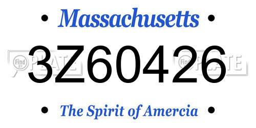 3Z60426 Massachusetts License Plate