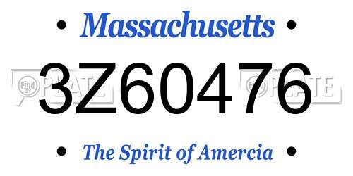 3Z60476 Massachusetts License Plate