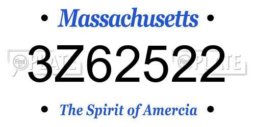 3Z62522 Massachusetts License Plate