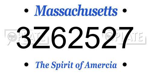3Z62527 Massachusetts License Plate