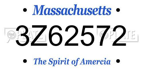 3Z62572 Massachusetts License Plate