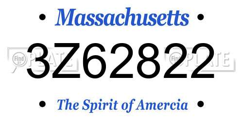 3Z62822 Massachusetts License Plate