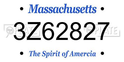 3Z62827 Massachusetts License Plate