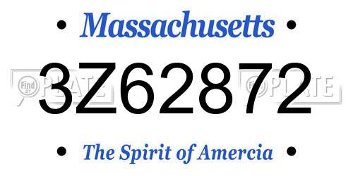 3Z62872 Massachusetts License Plate