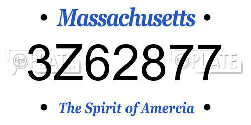 3Z62877 Massachusetts License Plate
