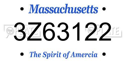 3Z63122 Massachusetts License Plate