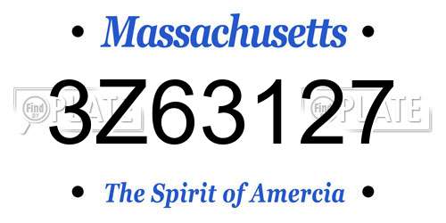 3Z63127 Massachusetts License Plate