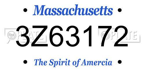 3Z63172 Massachusetts License Plate