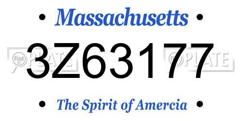 3Z63177 Massachusetts License Plate