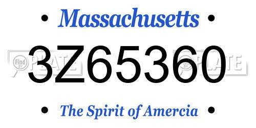 3Z65360 Massachusetts License Plate