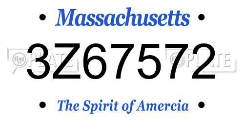 3Z67572 Massachusetts License Plate